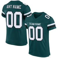 Custom Football Jersey - Midnight Green White-Black Mesh Authentic