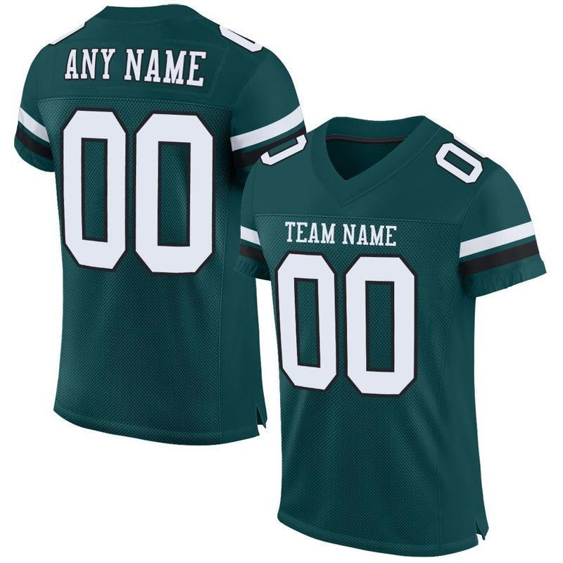 Custom Football Jersey - Midnight Green White-Black Mesh Authentic