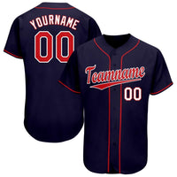 Custom Baseball Jersey - Navy Red-White