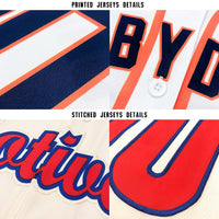 Custom Baseball Jersey - Cream Navy Pinstripe Navy-Red