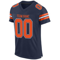 Custom Football Jersey - Navy Orange-White Mesh Authentic