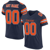Custom Football Jersey - Navy Orange-White Mesh Authentic