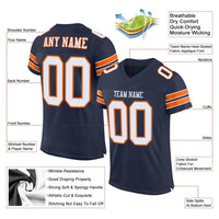 Custom Football Jersey - Navy White-Orange Mesh Authentic