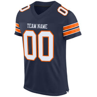 Custom Football Jersey - Navy White-Orange Mesh Authentic