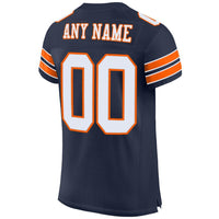 Custom Football Jersey - Navy White-Orange Mesh Authentic