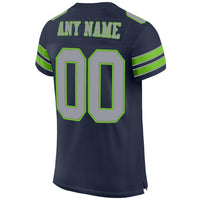 Custom Football Jersey - Navy Light Gray-Neon Green Mesh Authentic