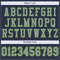 Custom Football Jersey - Navy Light Gray-Neon Green Mesh Authentic