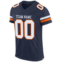 Custom Football Jersey - Navy White-Orange Mesh Authentic
