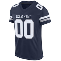 Custom Football Jersey - Navy White-Light Gray Mesh Authentic