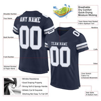 Custom Football Jersey - Navy White-Light Gray Mesh Authentic
