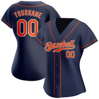 Custom Baseball Jersey - Navy Orange-White Authentic