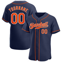 Custom Baseball Jersey - Navy Orange-White Authentic