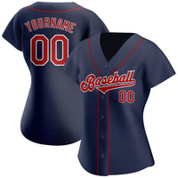 Custom Baseball Jersey - Navy Red-White Authentic