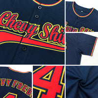 Custom Baseball Jersey - Navy Red-White Authentic