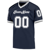 Custom Football Jersey - Navy White-Gray Mesh Authentic Throwback