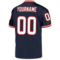 Custom Football Jersey - Navy White-Red Mesh Authentic Throwback
