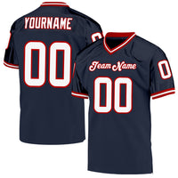 Custom Football Jersey - Navy White-Red Mesh Authentic Throwback