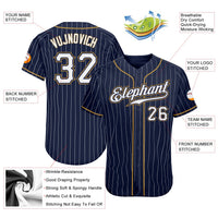 Custom Baseball Jersey - Navy White Pinstripe White-Old Gold Authentic
