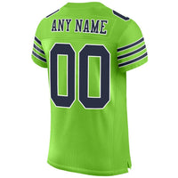 Custom Football Jersey - Neon Green Navy-White Mesh Authentic