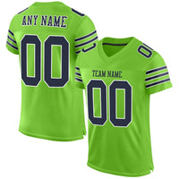 Custom Football Jersey - Neon Green Navy-White Mesh Authentic