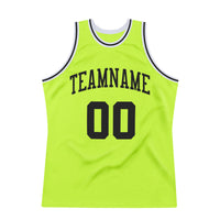 Custom Basketball Jersey - Neon Green Black-White Authentic Throwback