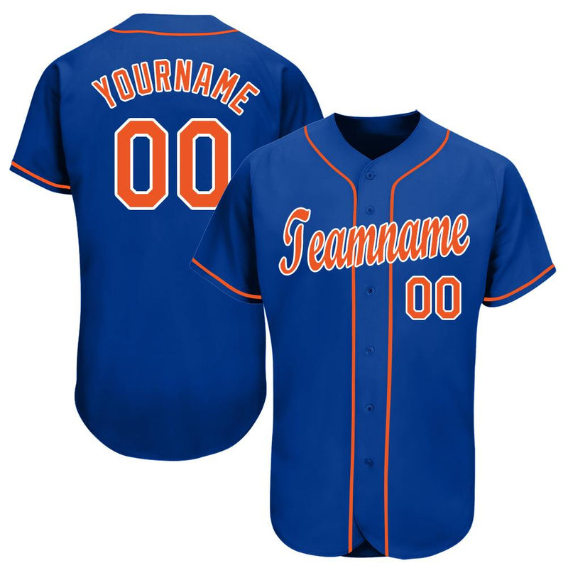 Custom Baseball Jersey - Royal Orange-White
