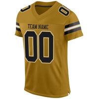 Custom Football Jersey - Old Gold Black-White Mesh Authentic
