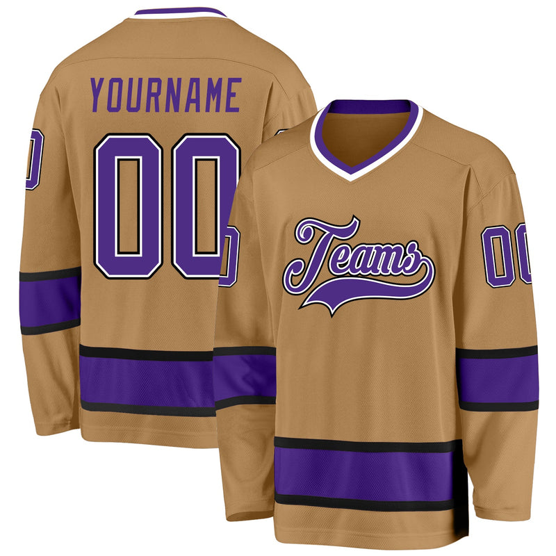 Custom Hockey Jersey - Old Gold Purple-Black