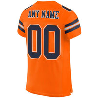 Custom Football Jersey - Orange Navy-White Mesh Authentic