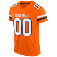 Custom Football Jersey - Orange White-Navy Mesh Authentic