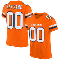 Custom Football Jersey - Orange White-Navy Mesh Authentic