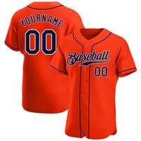 Custom Baseball Jersey - Orange Navy-White Authentic