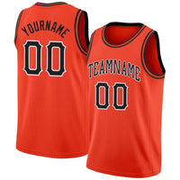 Custom Basketball Jersey - Orange Black-White Round Neck Rib-Knit