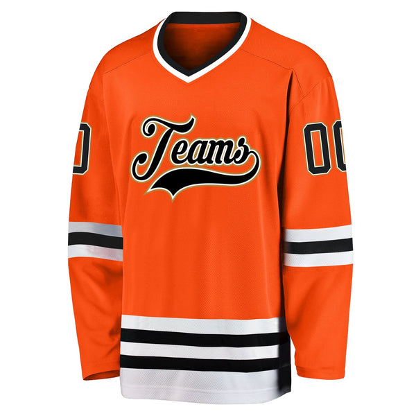 Custom Hockey Jersey - Orange Black-Old Gold