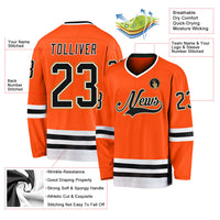 Custom Hockey Jersey - Orange Black-Old Gold