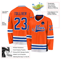 Custom Hockey Jersey - Orange Royal-White