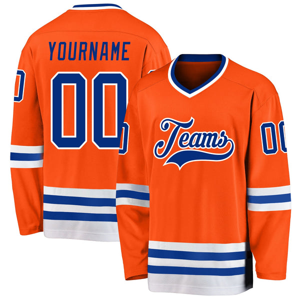 Custom Hockey Jersey - Orange Royal-White