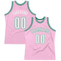 Custom Basketball Jersey - Light Pink White-Kelly Green Authentic Throwback