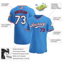 Custom Baseball Jersey - Powder Blue White-Red Authentic American Flag Fashion