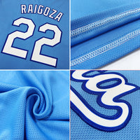 Custom Baseball Jersey - Powder Blue White-Red Authentic American Flag Fashion