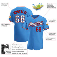 Custom Baseball Jersey - Powder Blue White-Red Authentic