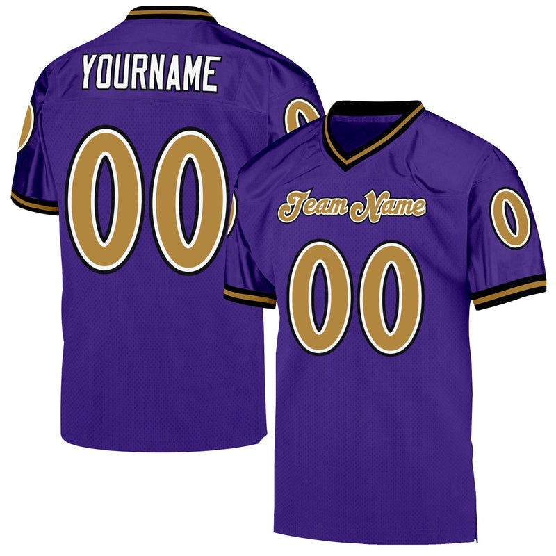 Custom Football Jersey - Purple Old Gold-Black Mesh Authentic Throwback