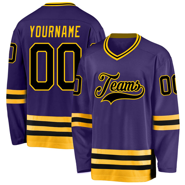 Custom Hockey Jersey - Purple Black-Gold