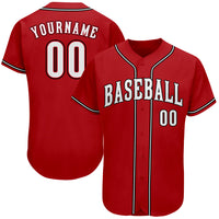 Custom Baseball Jersey - Red White-Black Authentic
