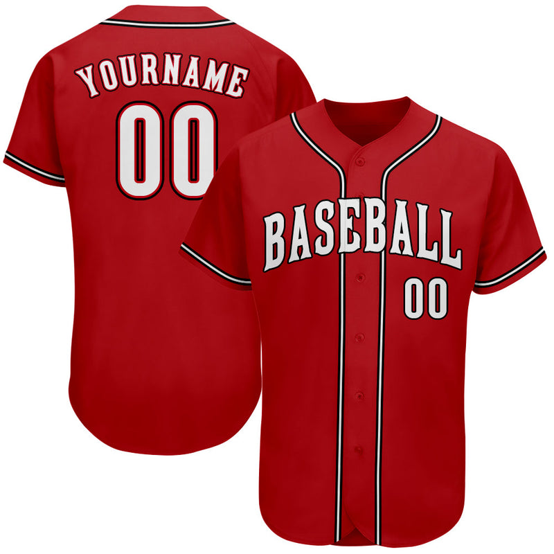 Custom Baseball Jersey - Red White-Black Authentic