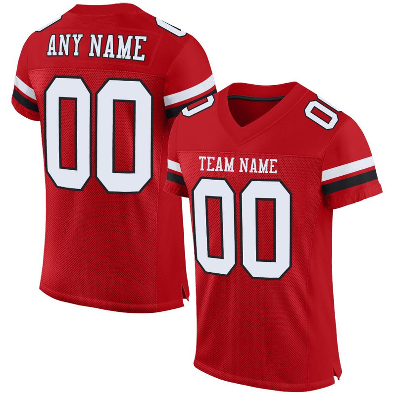 Custom Football Jersey - Red White-Black Mesh Authentic
