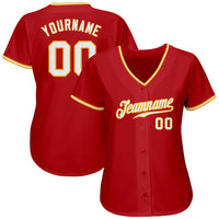 Custom Baseball Jersey - Red White-Gold Authentic