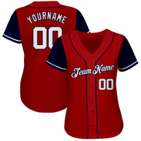 Custom Baseball Jersey - Red White-Navy Authentic Two Tone