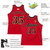 Custom Basketball Jersey - Red Black-Old Gold Authentic Throwback