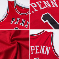 Custom Basketball Jersey - Red Black-Old Gold Authentic Throwback